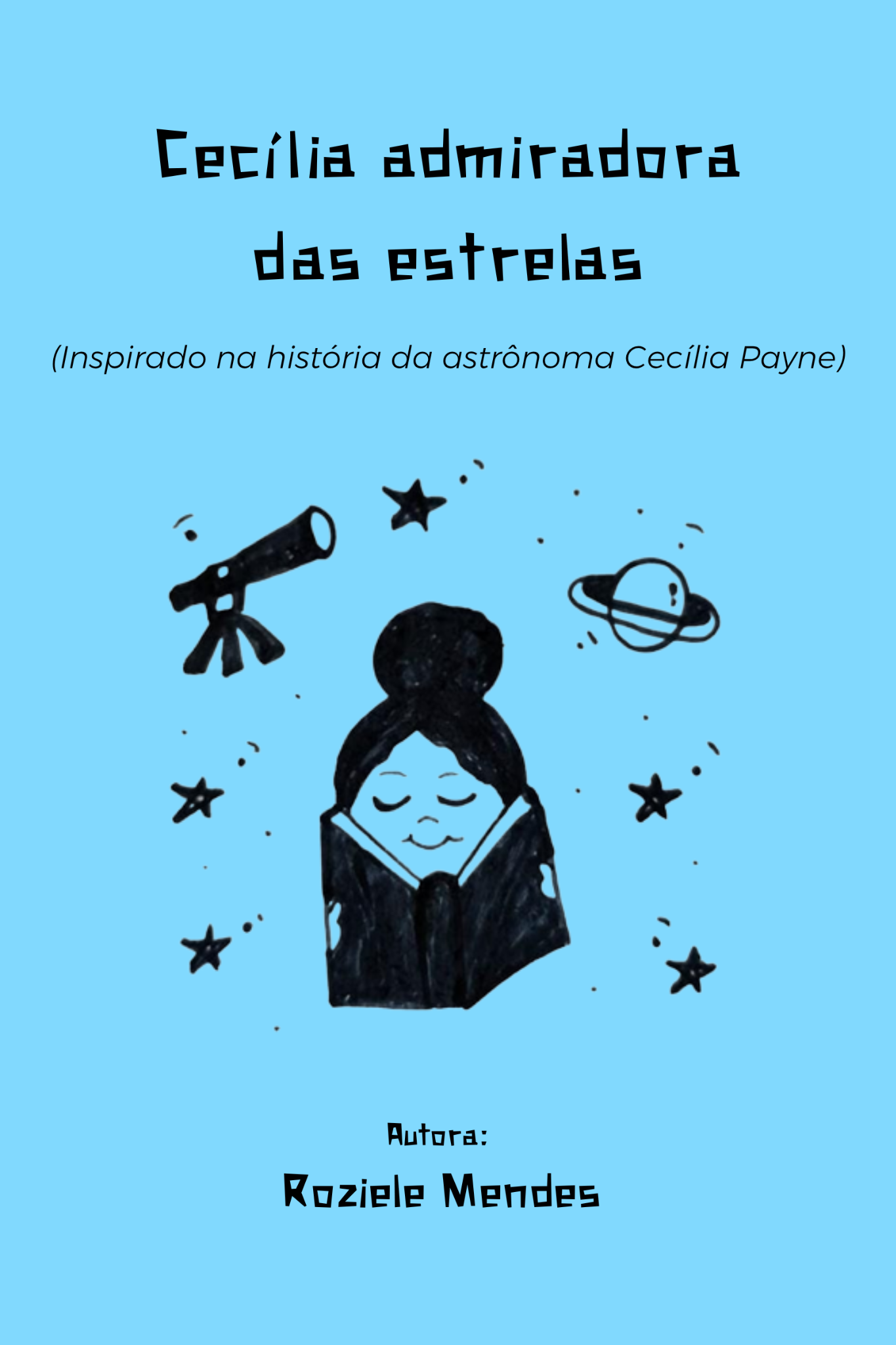Capa azul do cordel Cecília, admiradora das estrelas